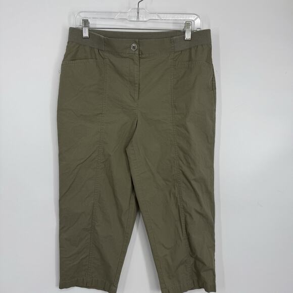 Chicos 0.5 size Small Fitigues Christa Straight Leg Capri Crop Pants Olive Green - Picture 9 of 9